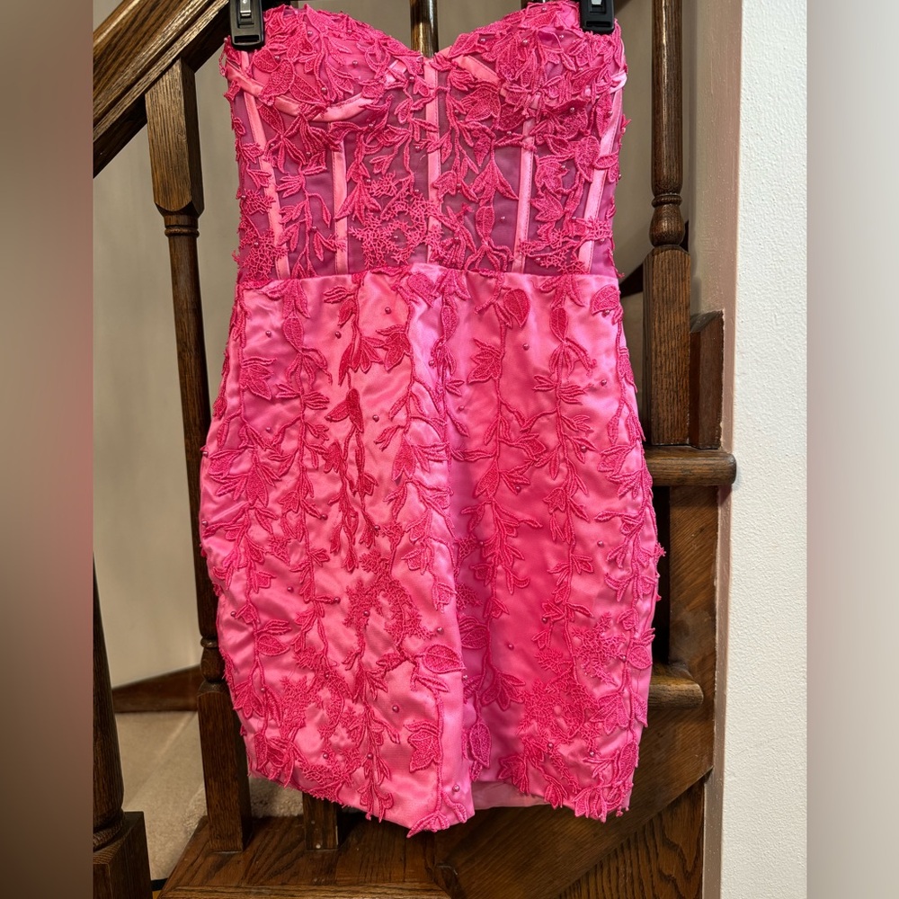 Pink strapless dress